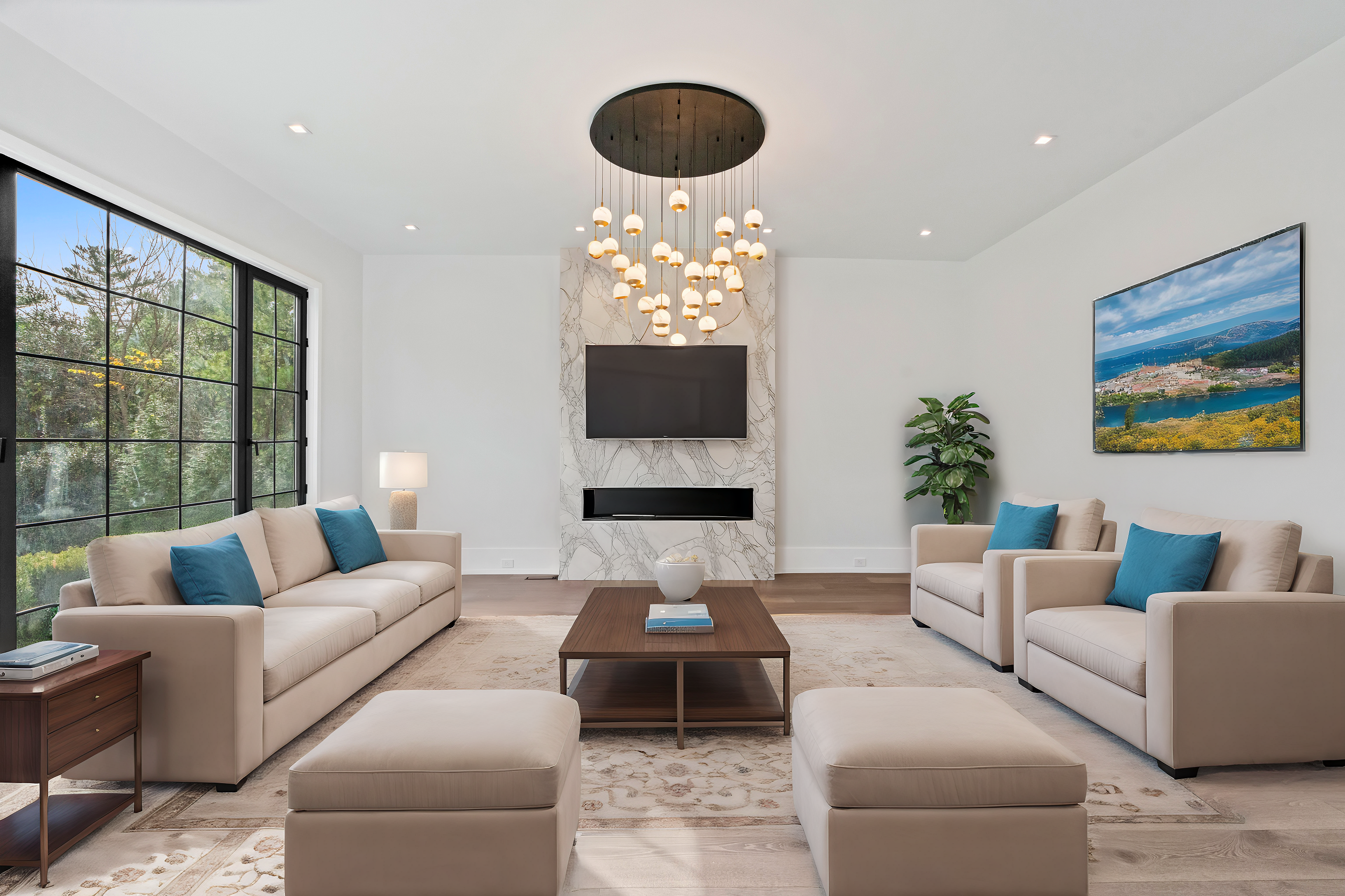 This living room was virtually staged to emphasize the space and inspire potential buyers.
